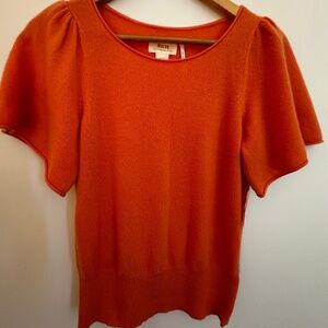 NWT Maeve Anthropologie SERENA CASHMERE SWEATER IN Coral/Orange - Small